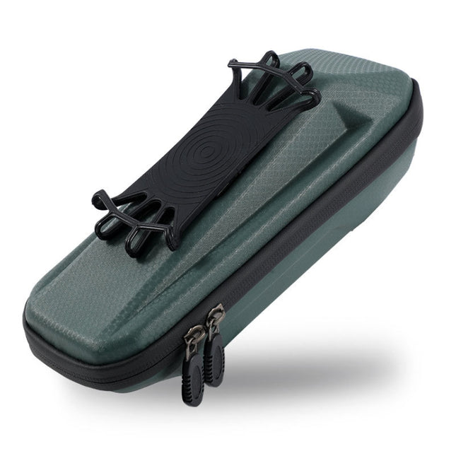 WEST BIKING YP0707263 Bicycle Outdoor Front Beam Bag EVA Hard Shell Phone Bag(Dark Green)-garmade.com