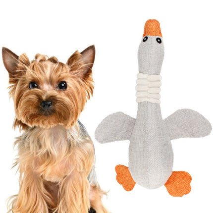 2 PCS Long Animal Wild Goose Vocal Bite Resistant Dog Toy Plush Molar Dog Supplies, Specification: Gray-garmade.com