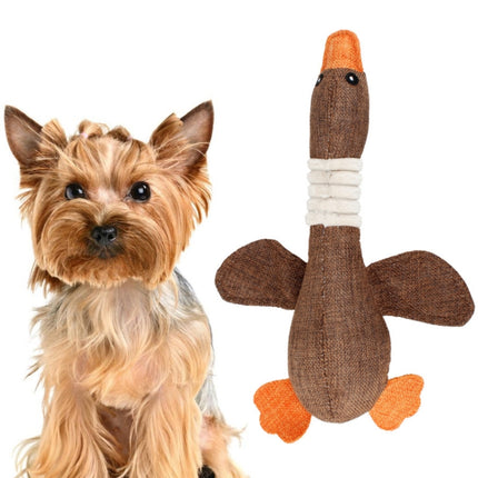 2 PCS Long Animal Wild Goose Vocal Bite Resistant Dog Toy Plush Molar Dog Supplies, Specification: Brown-garmade.com