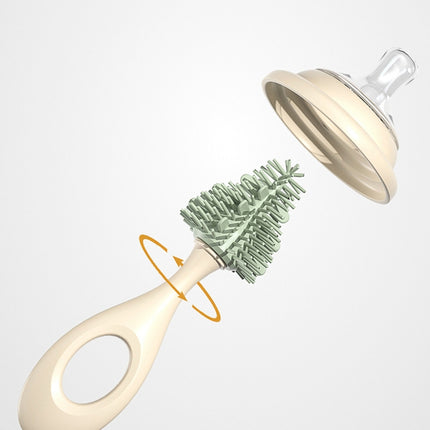 360 Degree Rotating Silicone Baby Bottle Brush Nipple Brush Cleaning Brush Set(Green)-garmade.com