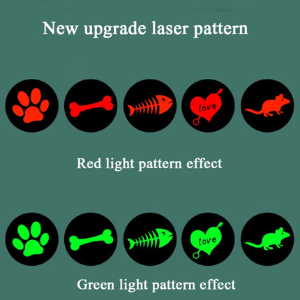 Rechargeable Projection Funny Cat Flashlight Multi-Pattern Pet Toy Stainless Steel Flashlight( Red Light)-garmade.com