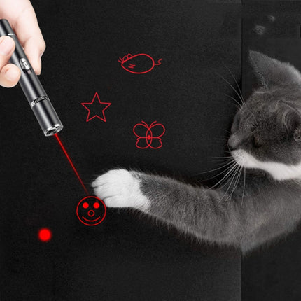 USB Rechargeable Laser Pattern Funny Cat Flashlight With Woods Purple Light Detection Lamp(Black)-garmade.com