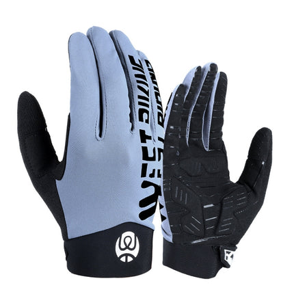 WEST BIKING YP0211214 Long Finger Shock Absorption Non-Slip Touch Screen Gloves Cycling Sports Gloves, Size: M(Fog Blue)-garmade.com