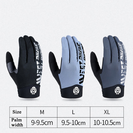 WEST BIKING YP0211214 Long Finger Shock Absorption Non-Slip Touch Screen Gloves Cycling Sports Gloves, Size: M(Fog Blue)-garmade.com