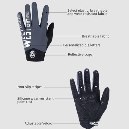 WEST BIKING YP0211214 Long Finger Shock Absorption Non-Slip Touch Screen Gloves Cycling Sports Gloves, Size: XL(Gray)-garmade.com