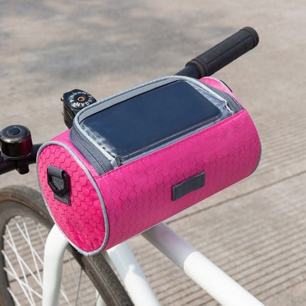 Outdoor Sports Bicycle Bag Front Beam Bag Bicycle Head Bag Large Capacity Touch Screen Waterproof Cylindrical Riding Bag, Size: 22cm x 12.5cm(Rose Red)-garmade.com