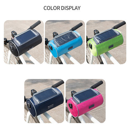 Outdoor Sports Bicycle Bag Front Beam Bag Bicycle Head Bag Large Capacity Touch Screen Waterproof Cylindrical Riding Bag, Size: 22cm x 12.5cm(Rose Red)-garmade.com