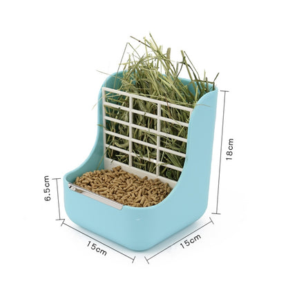 2 In 1 Rabbit Food Basin Frame Fixed Guinea Pig Food Box(Blue)-garmade.com