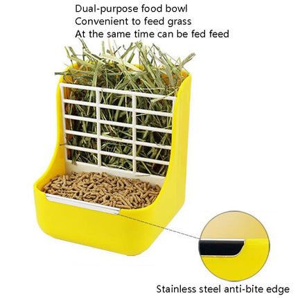 2 In 1 Rabbit Food Basin Frame Fixed Guinea Pig Food Box(Yellow)-garmade.com