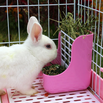 2 In 1 Rabbit Food Basin Frame Fixed Guinea Pig Food Box(Yellow)-garmade.com