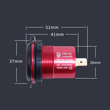 Metal Double USB Car Charger 5V 4.8A Aluminum Alloy Car Charger(Red Shell Red Light With Terminal)-garmade.com