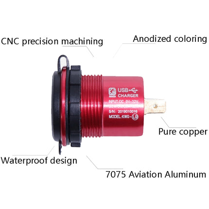 Metal Double USB Car Charger 5V 4.8A Aluminum Alloy Car Charger(Red Shell Red Light With Terminal)-garmade.com