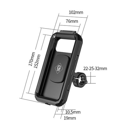 Kewig Bicycle Motorcycle Waterproof Box Mobile Phone Bracket Riding Touch Mobile Phone Fixed Seat(M18S-B1 Small Handlebar Installation)-garmade.com