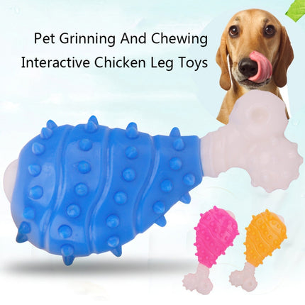 2 PCS BG-W167 Pet Grinning And Chewing Interactive Chicken Leg Toys(Blue)-garmade.com
