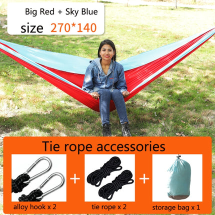 Outdoor Hammock Nylon Parachute Cloth Travel Camping Swing, Style: 2.7m x 1.4m (Red+Sky Blue)-garmade.com