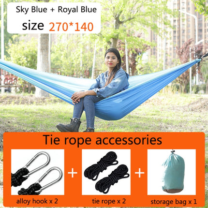 Outdoor Hammock Nylon Parachute Cloth Travel Camping Swing, Style: 2.7m x 1.4m (Sky Blue+Royal Blue)-garmade.com