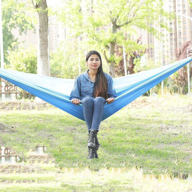 Outdoor Hammock Nylon Parachute Cloth Travel Camping Swing, Style: 3m x 2m (Sky Blue+Royal Blue)-garmade.com