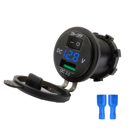 Car Motorcycle Modified USB Charger With Switch 12-24V Fast Charge(Blue Light)-garmade.com