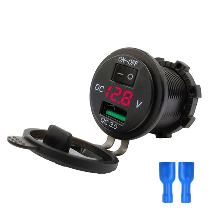 Car Motorcycle Modified USB Charger With Switch 12-24V Fast Charge(Red Light)-garmade.com