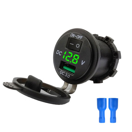 Car Motorcycle Modified USB Charger With Switch 12-24V Fast Charge(Green Light)-garmade.com
