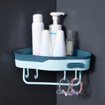 2 PCS Punch-Free Shaped Triangle Rack Bathroom Corner Shelf(Blue)-garmade.com
