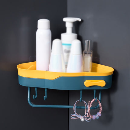 2 PCS Punch-Free Shaped Triangle Rack Bathroom Corner Shelf(Ink Green)-garmade.com