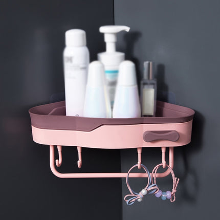 2 PCS Punch-Free Shaped Triangle Rack Bathroom Corner Shelf(Pink)-garmade.com