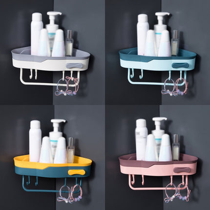 2 PCS Punch-Free Shaped Triangle Rack Bathroom Corner Shelf(Blue)-garmade.com