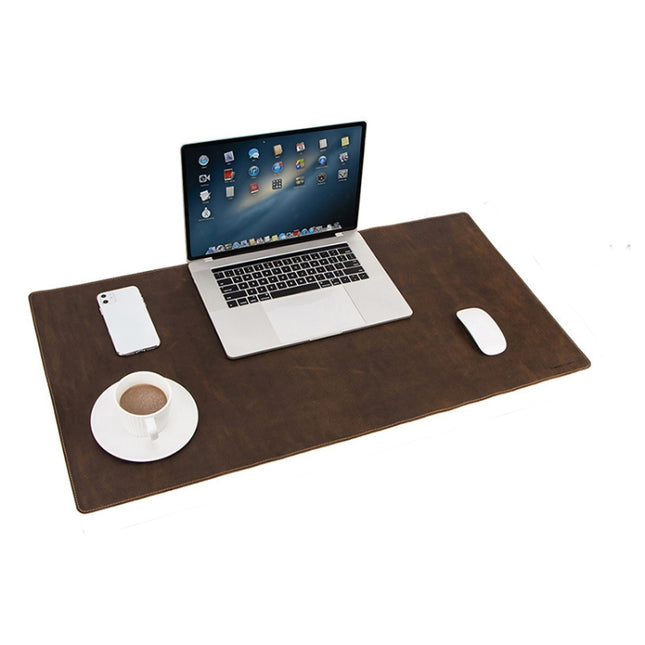 CF9011 Desk Pad Retro Crazy Horse Leather Notebook Computer Mouse Pad Oversized Anti-Slip Desktop Computer Desk Leather Pad(Brown)-garmade.com
