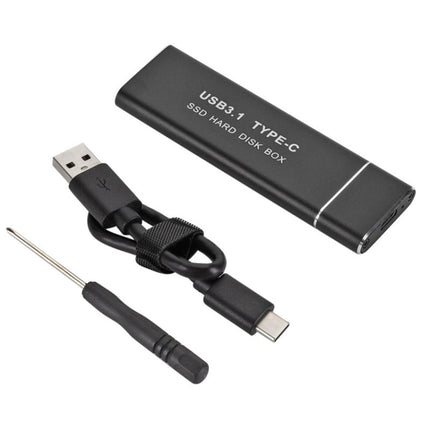 F018C M.2 NGFF To USB3.1 SSD Solid Aluminum Type-C Mobile Hard Drive Enclosure(Black)-garmade.com