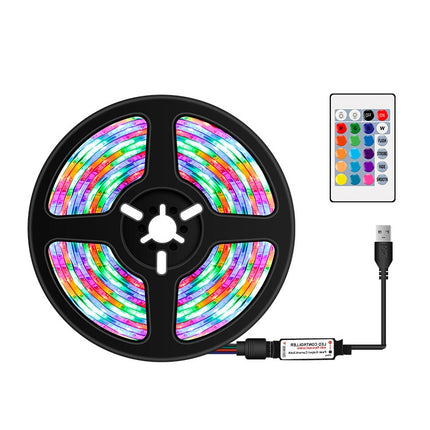 4m LED Light Strip 16 Color Remote Control RGB Light Belt USB Symphony Neon Decorative Soft Light Bar(Bareboard )-garmade.com