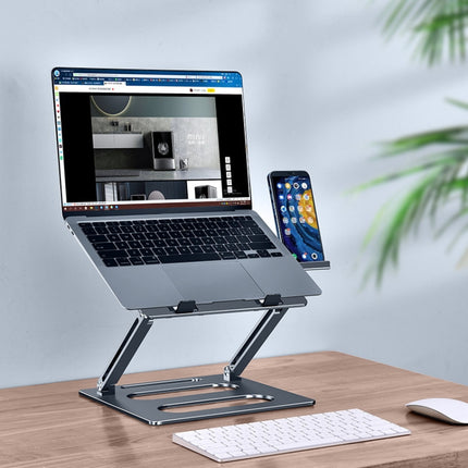 Oatsbasf Z08 Metal Notebook Support Adjustable Desktop Increase Notebook Stand(Gray)-garmade.com