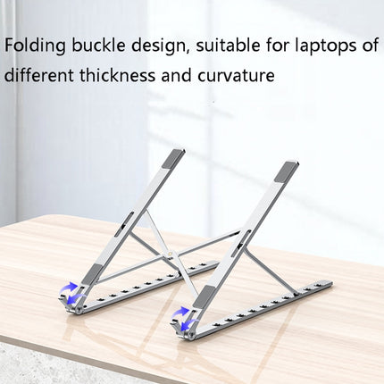Oatsbasf V01 Portable Metal Laptop Cooling Bracket Aluminum Alloy Folding Adjustable Lifting Stand(Silver)-garmade.com