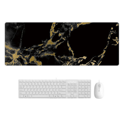 300x800x2mm Marbling Wear-Resistant Rubber Mouse Pad(Black Gold Marble)-garmade.com
