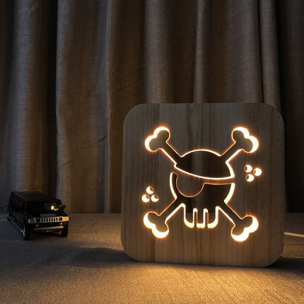 FS-T1875W 2.5W Pirate Shape Solid Wood Table Lamp LED Night Light(Warm White Light)-garmade.com