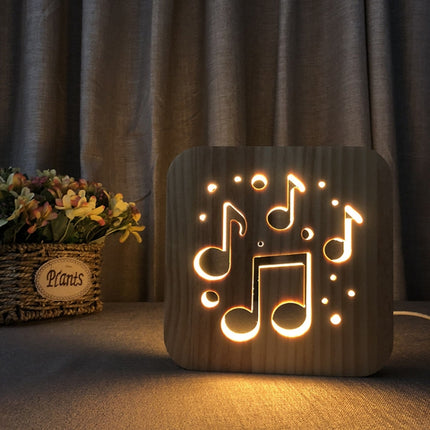 FS-T1880W 2.5W Musical Note 3D Solid Wood Lamp LED Night Light(Warm White Light)-garmade.com
