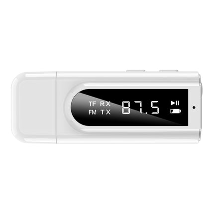 K9 USB Car Bluetooth 5.0 Adapter Receiver FM + AUX Audio Dual Output Stereo Transmitter (White)-garmade.com