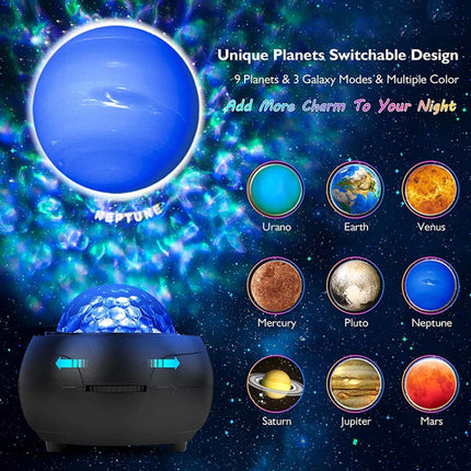 DQ-M3 LED Rotating Starry Sky Light Bluetooth Music Planets Ocean Projector Support TF Card,Style: USB Powered(Black)-garmade.com