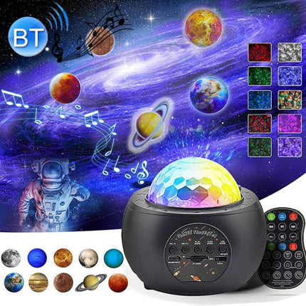DQ-M3 LED Rotating Starry Sky Light Bluetooth Music Planets Ocean Projector Support TF Card,Style: Rechargeable(Black)-garmade.com