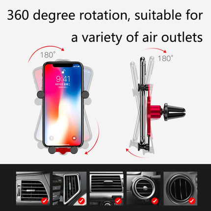 OATSBASF Car Air Outlet Gravity Mobile Phone Holder Snap-On Metal Bracket(Black)-garmade.com