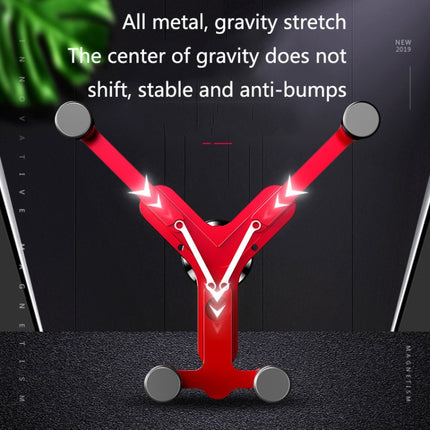 OATSBASF Car Air Outlet Gravity Mobile Phone Holder Snap-On Metal Bracket(Red)-garmade.com