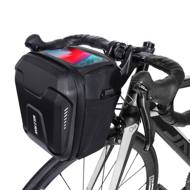 3L WILD MAN GS9 Mountain Bike Handle Bag Hanging Bag Riding Head Bag Touch Screen EVA Hard Shell Bag(Black)-garmade.com