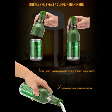 Ultrasonic Canned Beer Bubbler Wine Bottle Shape Beer Bubbler(Green)-garmade.com
