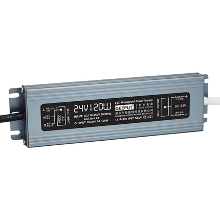 GEEPUT 220V To 24V LED Waterproof Power Supply Switch Transformer, Model: 5A 120W-garmade.com