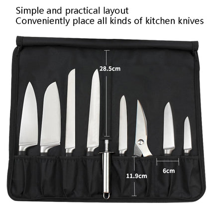 WESSLECO Chef Knife Storage Bag Knife Roll Bag(Black)-garmade.com