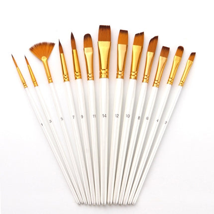 Zhu Ting 2 Set Student Nylon Wool Multifunctional Watercolor Brush(13 PCS/Set Pearl White)-garmade.com