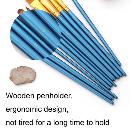 Zhu Ting 2 Set Student Nylon Wool Multifunctional Watercolor Brush(13 PCS/Set Pearl Blue)-garmade.com
