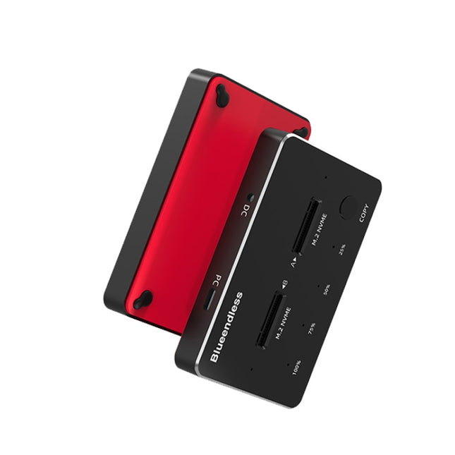 Blueendless M.2 Double Disk Mobile Hard Disk Base SATA / NVME Solid State Hard Disk Box, Colour: M.2 NVME (Black + Red)-garmade.com