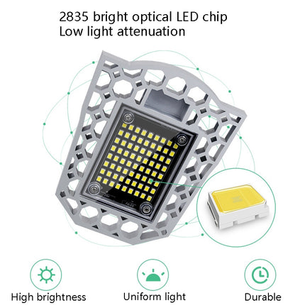 60W LED Industrial Mining Light Waterproof Light Sensor Folding Tri-Leaf Garage Lamp(White Light)-garmade.com