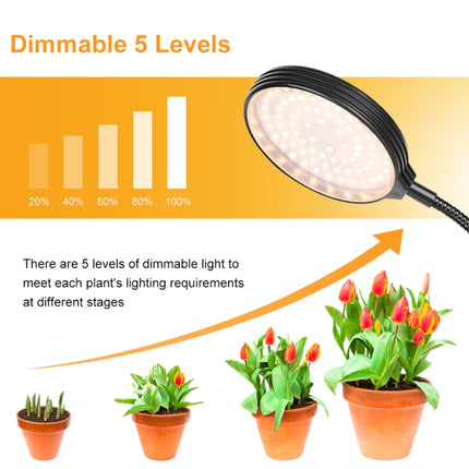 LED Plant Growth Lamp USB Remote Control Clip Waterproof Full Spectral Natural White Seedling Planting Light, Power: 30W Two Head-garmade.com